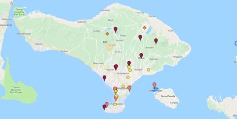 Mapa turístico Bali