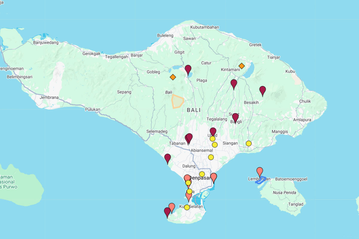 Mapa turístico de Bali